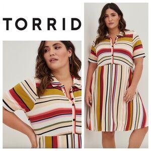 Torrid Dress Shirtdress Sz 3 3X 22 24 Striped Super Soft Knits Stretch Skater